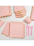 50pcs Pink Paper Dinner Napkins 3-Ply Gold Foil Edges Party Supplies