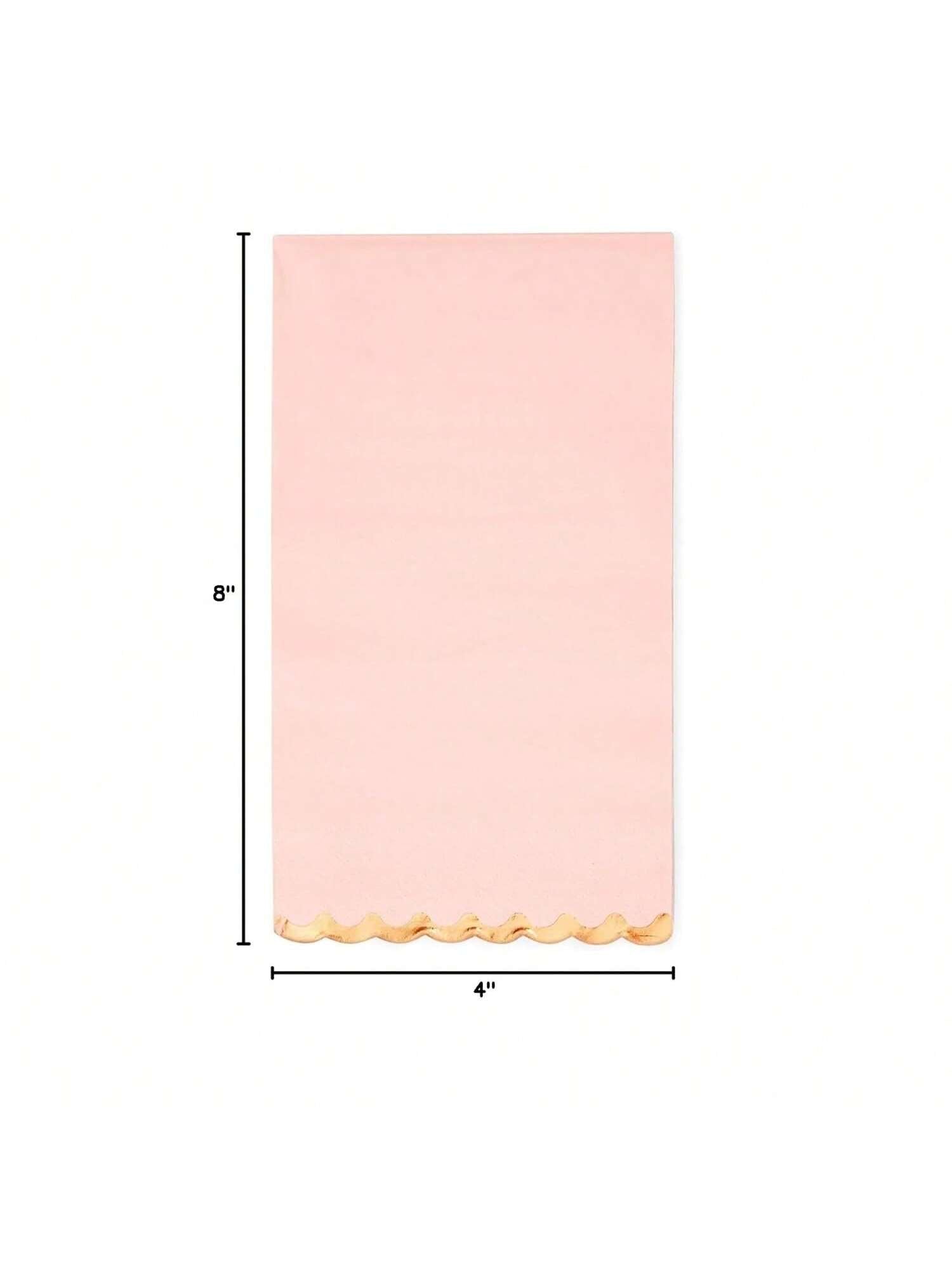 50pcs Pink Paper Dinner Napkins 3-Ply Gold Foil Edges Party Supplies