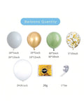 137PCS Sage Green Balloon Garland Kit with White Gold Confetti for Parties