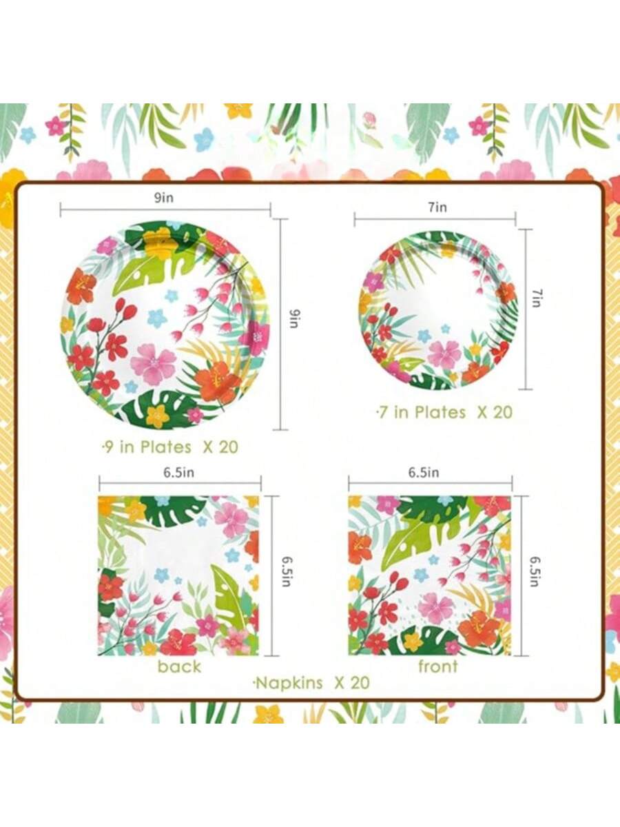 Tropical Luau Party Kit for 20 Aloha Hawaiian Plates Napkins Decor