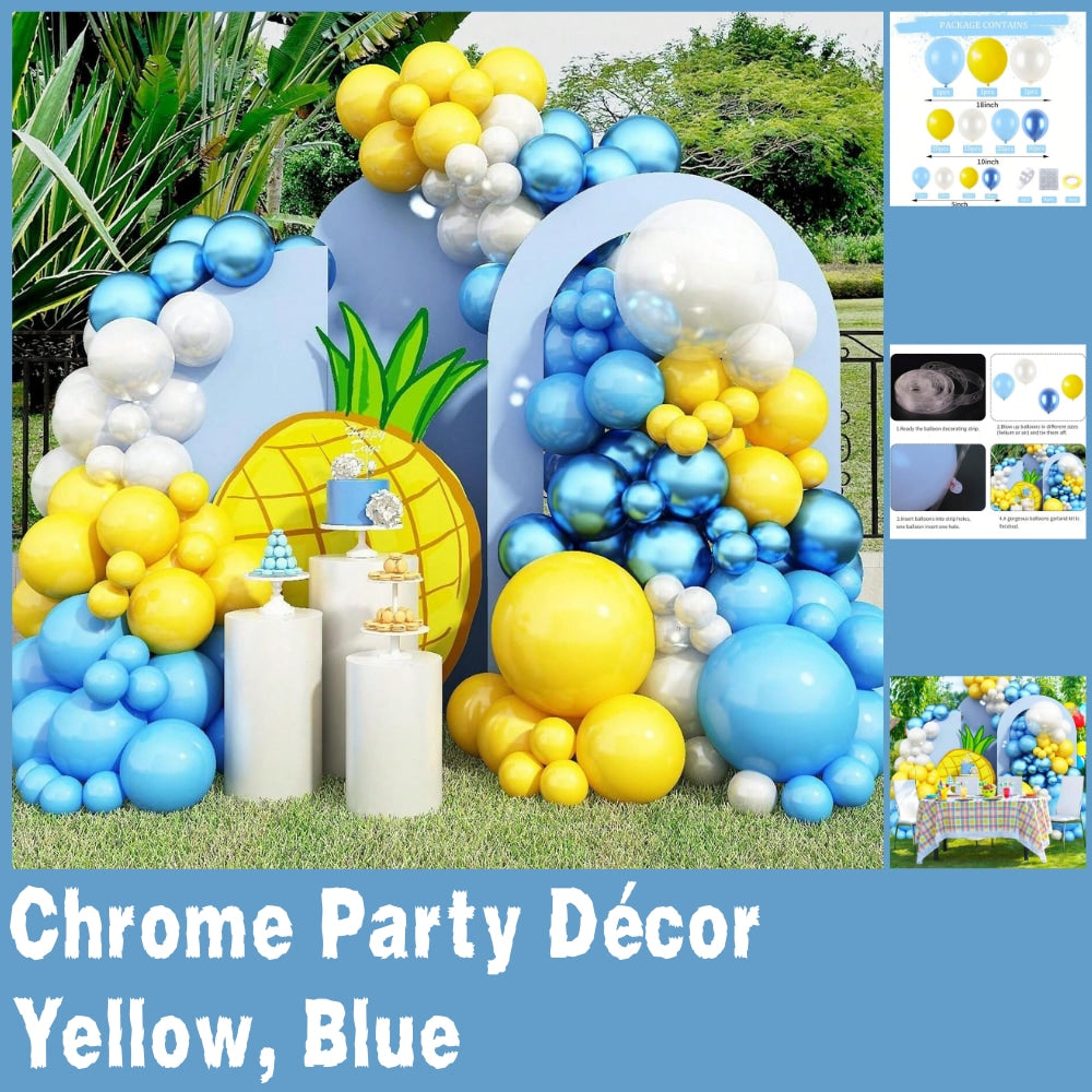 Sponge Theme Balloon Garland Kit in Yellow, Blue & Clear for SpongeBob Parties