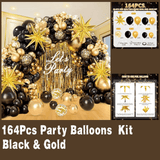 Black Gold Balloons with Star & Confetti for Graduation Party Decor