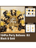 Black Gold Balloons with Star & Confetti for Graduation Party Decor
