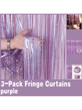 3-Pack Purple Tinsel Fringe Curtains for Parties Weddings and Photo Booths