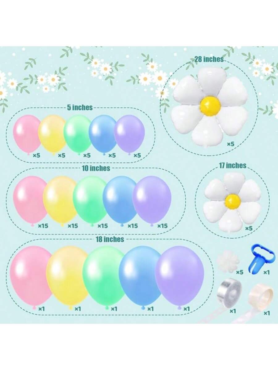 123pc Daisy Balloon Garland Arch Kit with Pastel Macaron Balloons