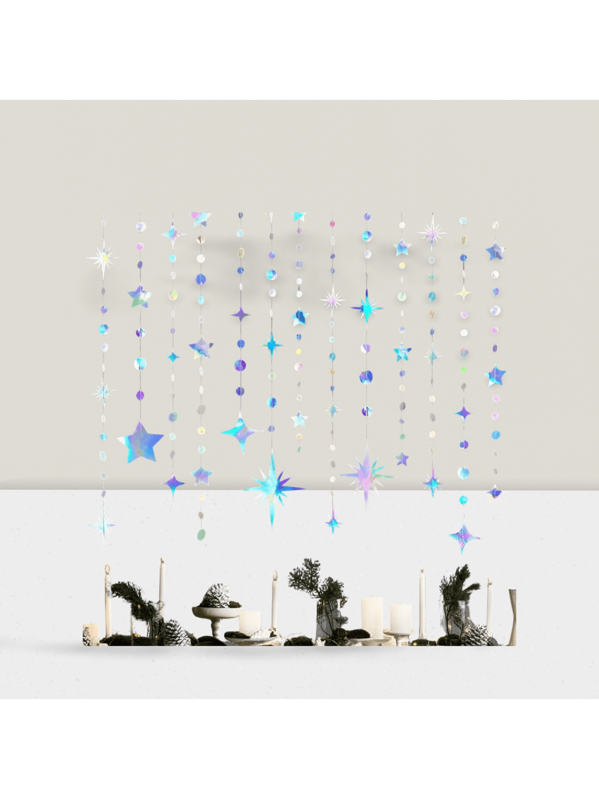 Iridescent Star and Circle Garland Metallic Hanging Streamer Party Decor