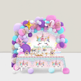 118PCS Unicorn Birthday Decorations Balloon Garland Backdrop and Tablecloth Set