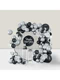 Black & Silver Balloon Garland With Latex And Confetti Balloons For Parties