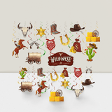 55pcs Western Cowboy Party Decorations Hanging Swirls for Wild West Theme Party