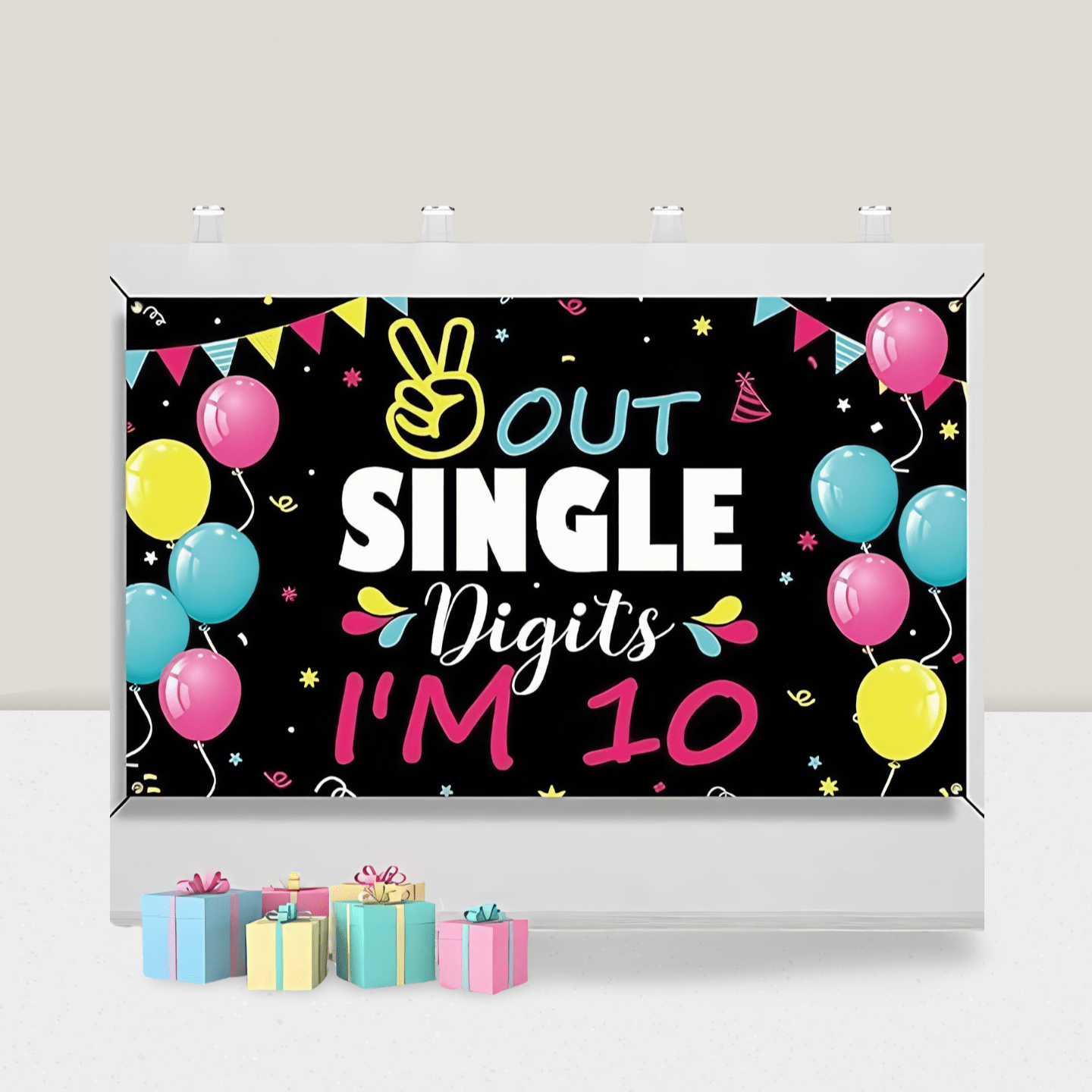 10th Birthday Party Decorations Backdrop Banner Yard Sign and Photo Props