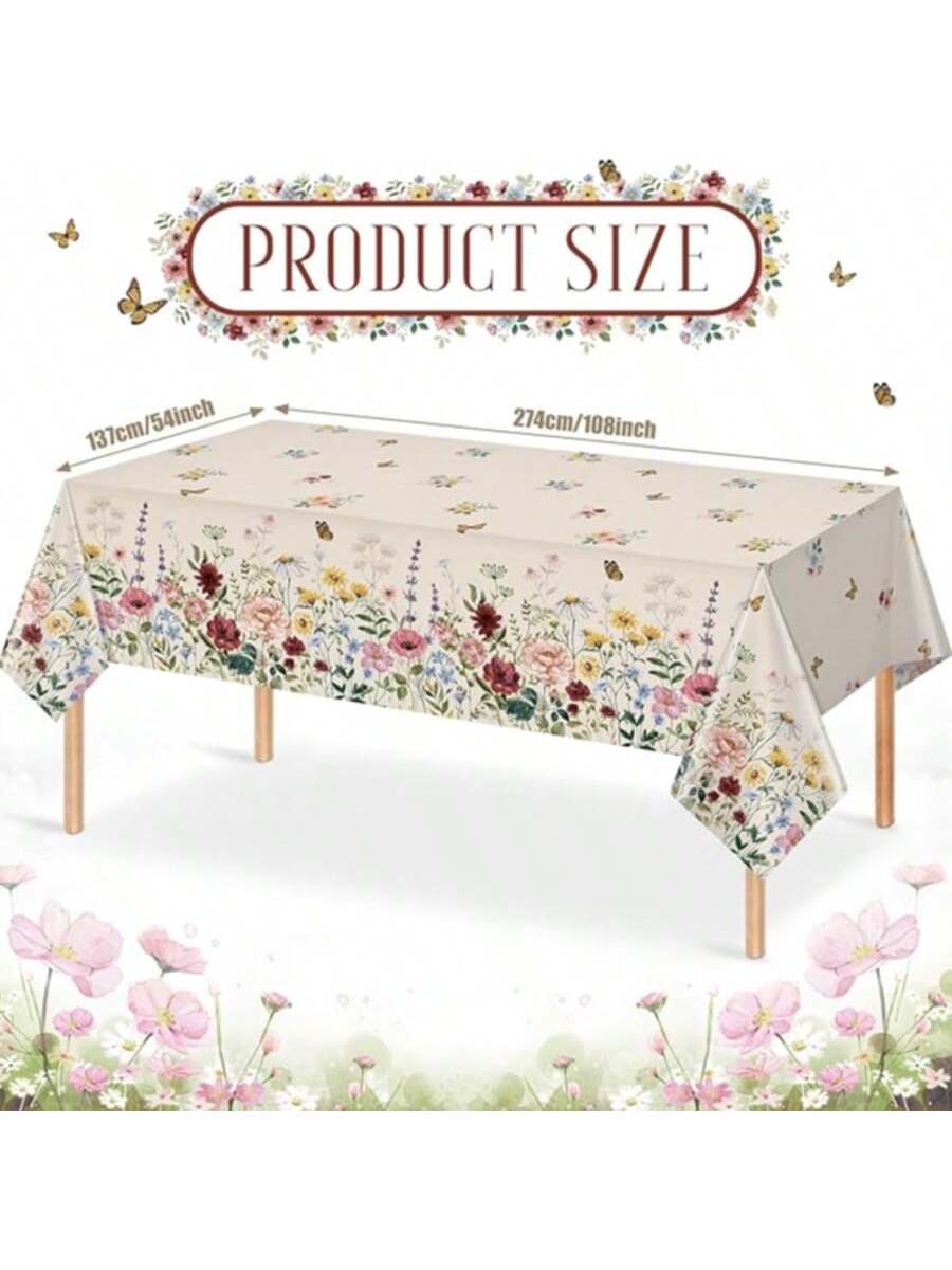 3 Pc Spring Butterfly Tablecloths with Wildflower Design for Mothers Day or Easter