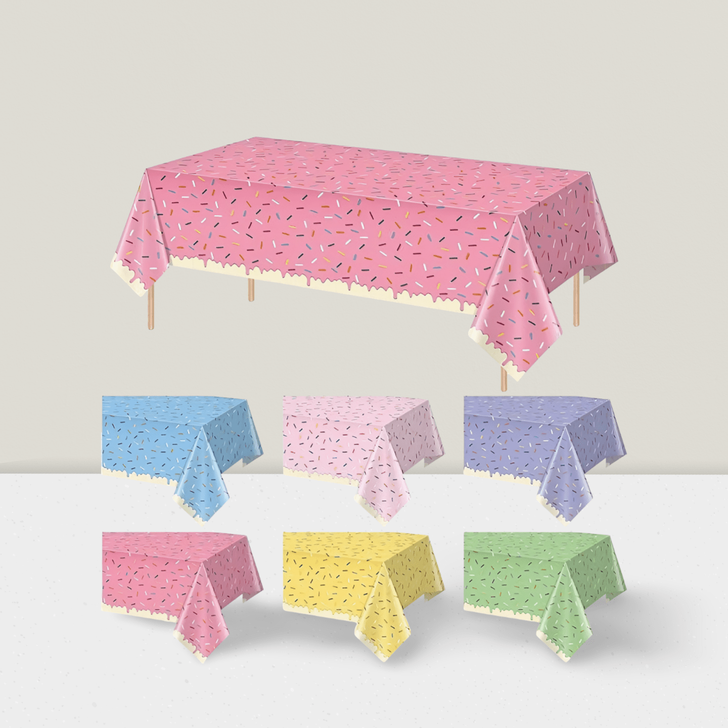 Ice Cream Party Tablecloths 6pcs 54x108in Disposable Birthday Decor