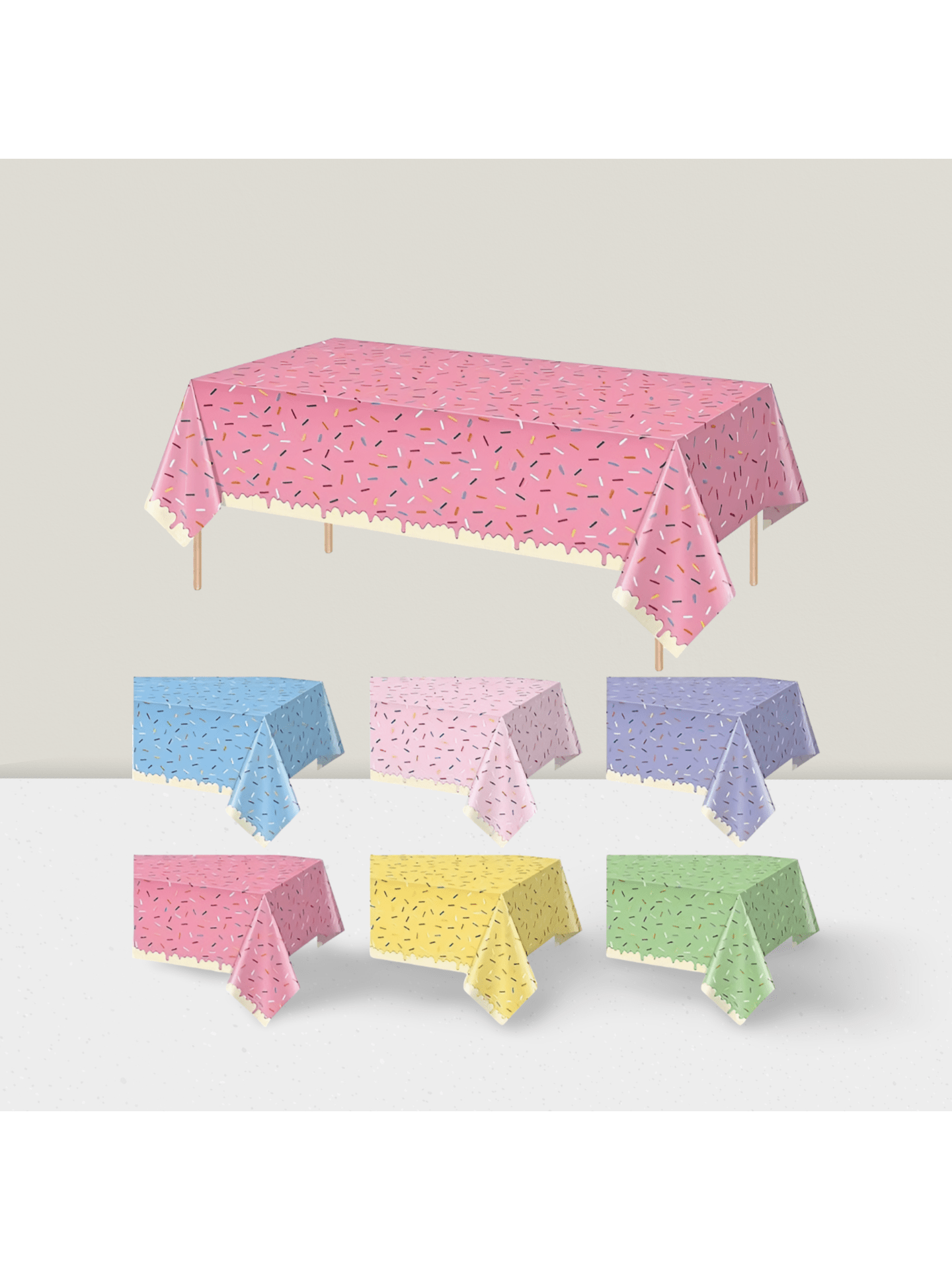 Ice Cream Party Tablecloths 6pcs 54x108in Disposable Birthday Decor