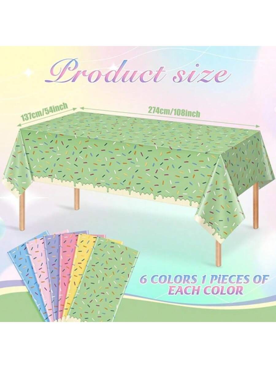 Ice Cream Party Tablecloths 6pcs 54x108in Disposable Birthday Decor