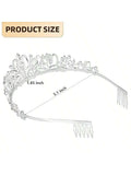 Birthday Queen Sash & Tiara Set Silver Crystal Rhinestone Crown For Women