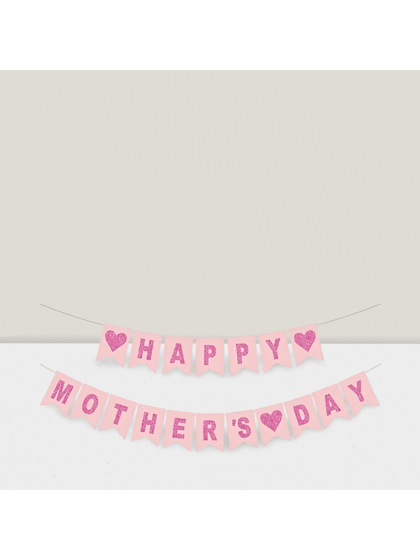 Pink Rose Red Mother's Day Banner with Hearts for Holiday Decor
