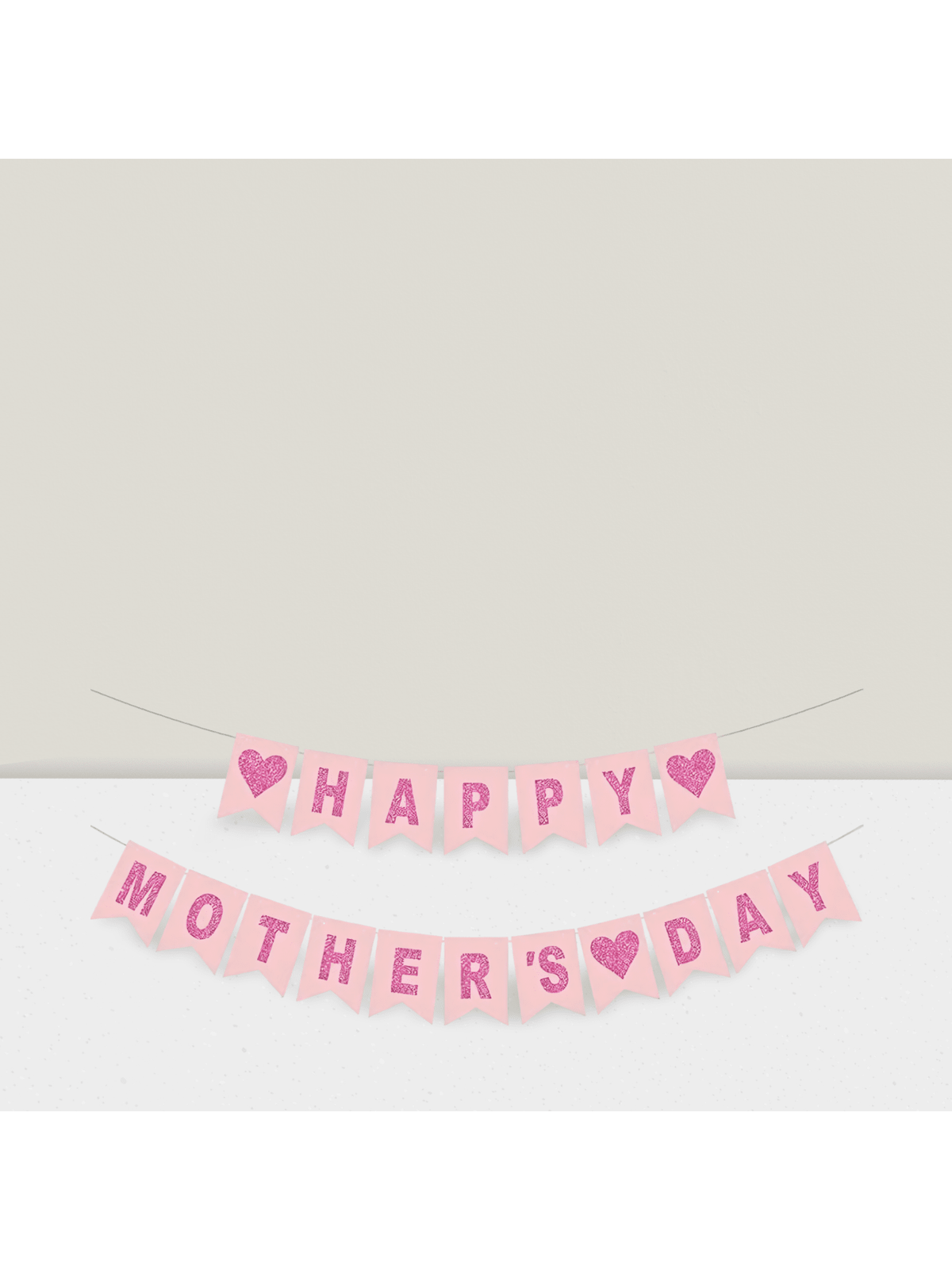 Pink Rose Red Mother's Day Banner with Hearts for Holiday Decor