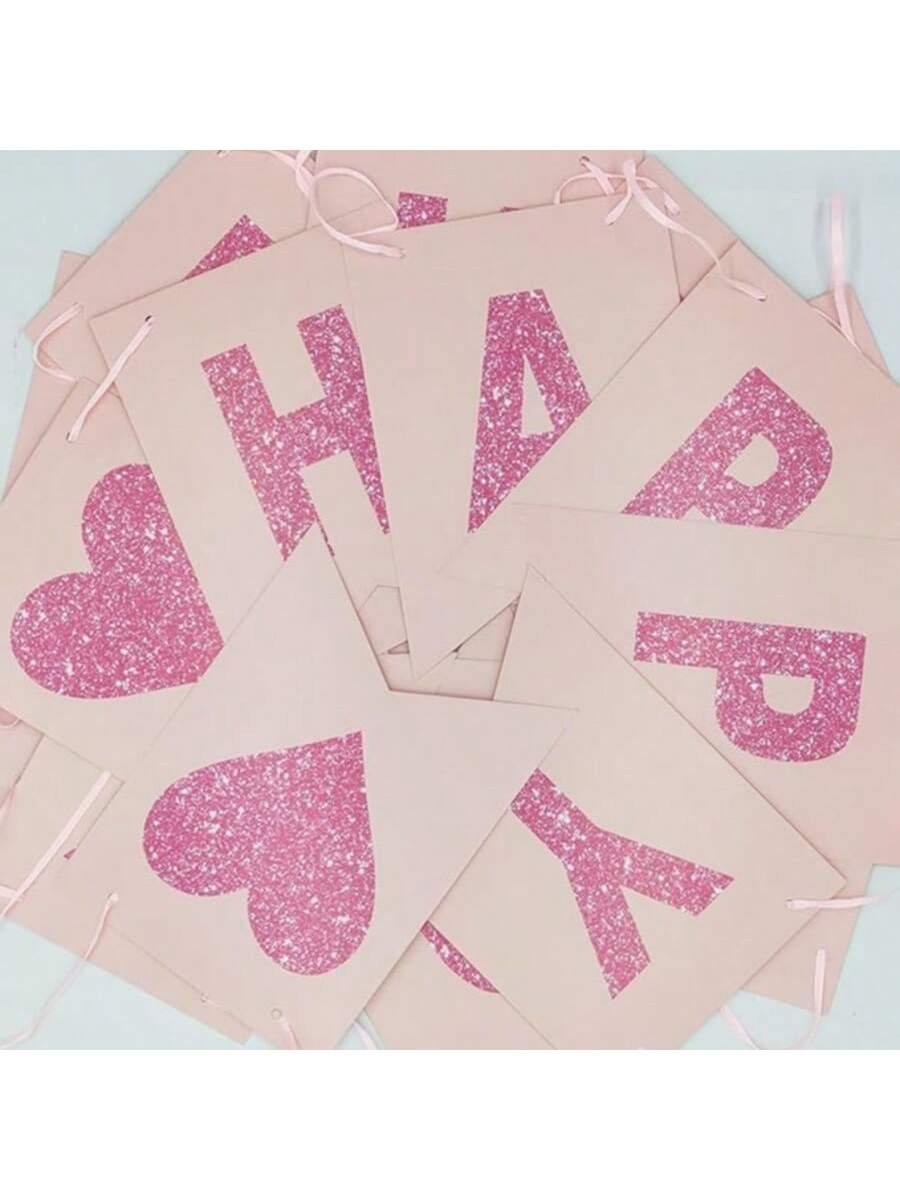 Pink Rose Red Mother's Day Banner with Hearts for Holiday Decor