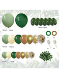 Jungle Arch Kit 148pcs Sage And Brown Balloons With Palm Leaves For Party