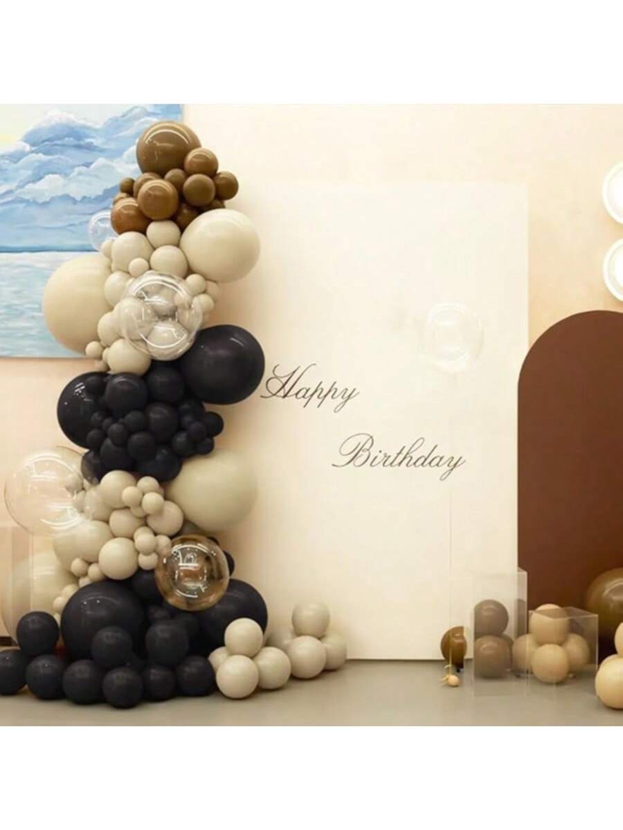 White Sand Black Arch Kit 151pcs With Bobo Balloon For Elegant Party Decor