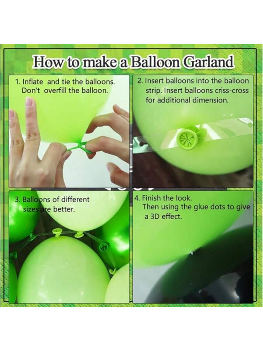 Video Game Garland Kit 100pcs Black Green Balloons For Gaming Theme Party