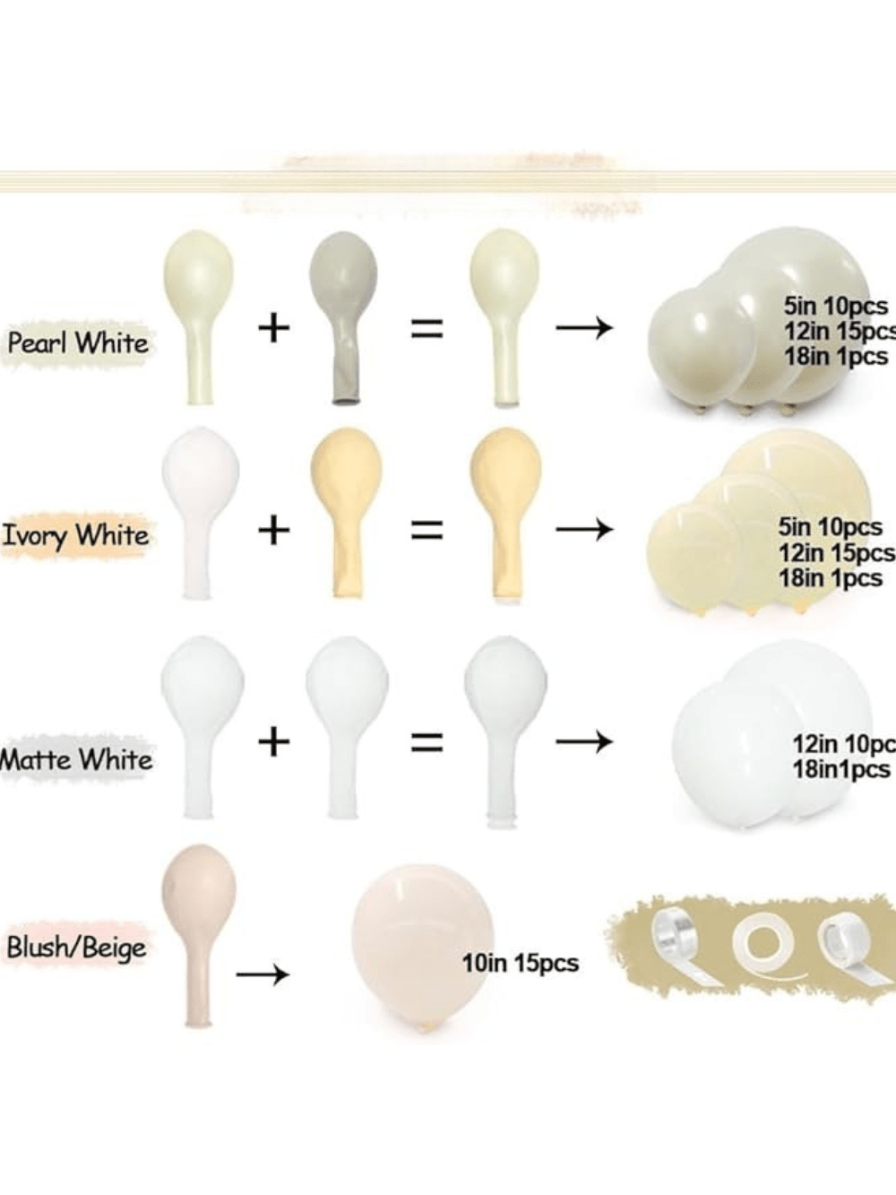 White Ivory Arch Kit 78pcs Pearl Beige Balloons For Bridal Or Wedding Decor