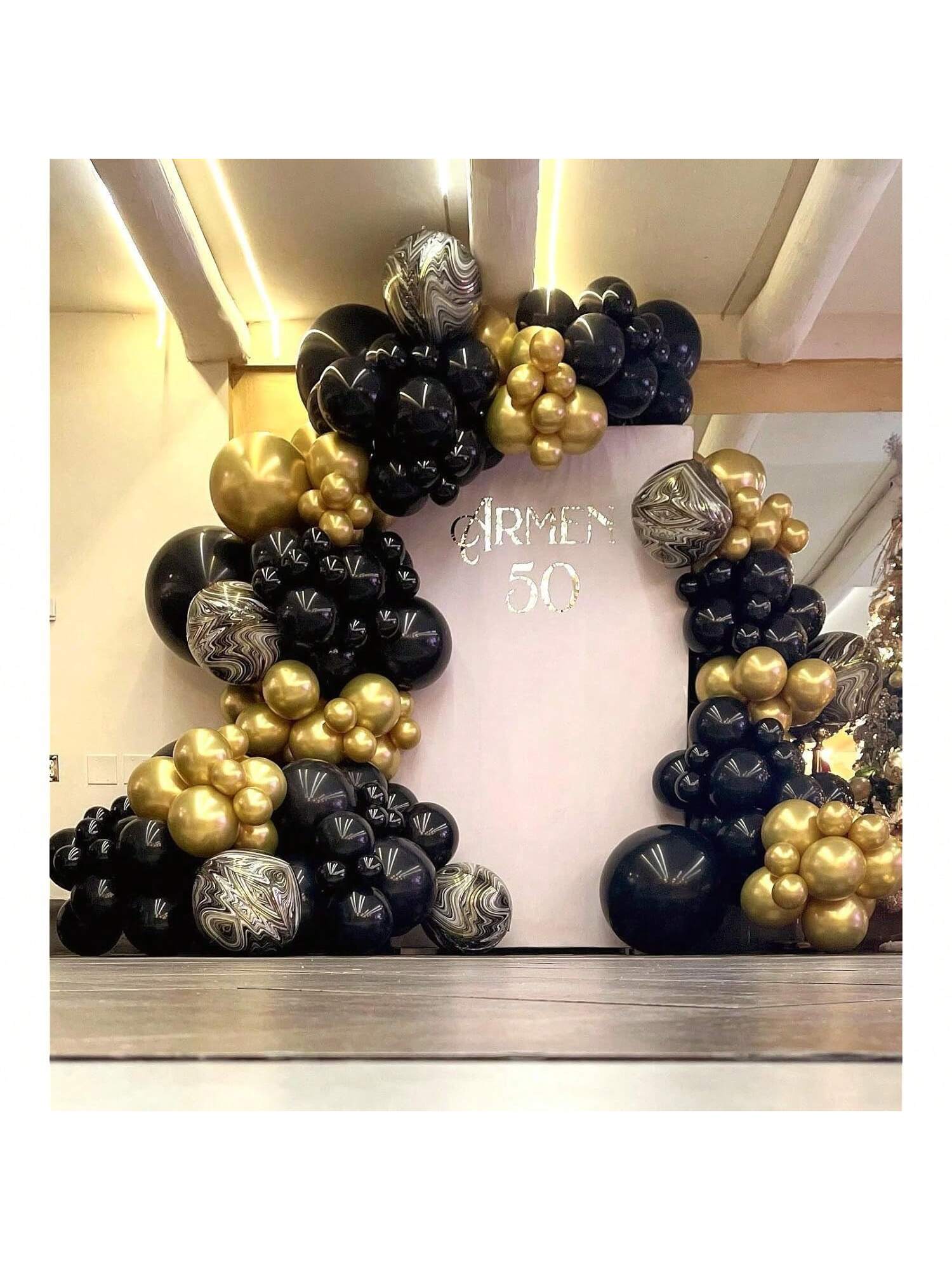 Black Gold Chrome Arch Kit 100pcs With Tape Strip For Event Decoration