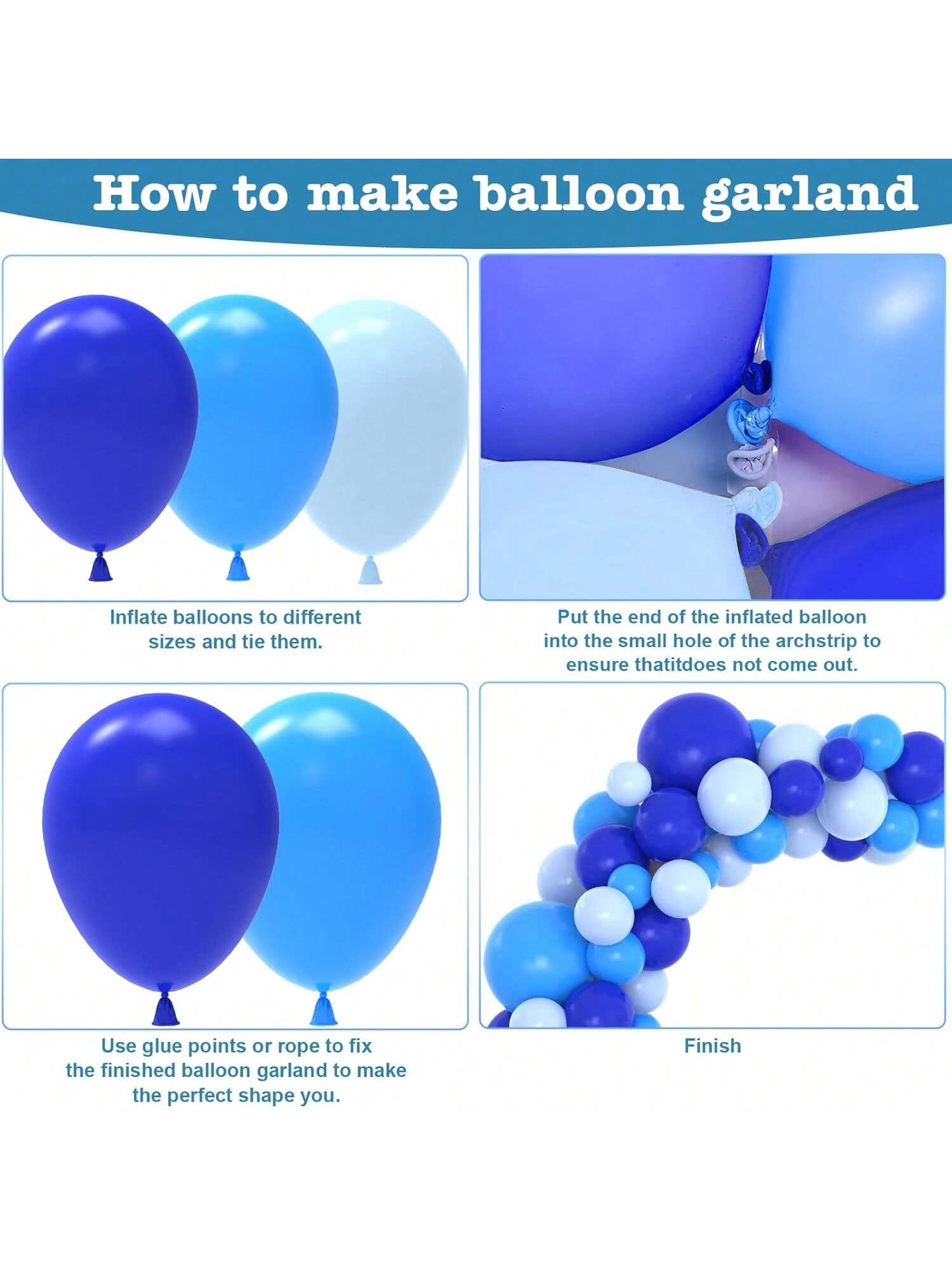 Blue Garland Kit 109pcs Pastel Royal Balloons In 4 Sizes For Party Or Shower