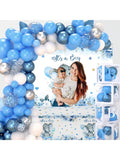 Elephant Shower Decor Kit Blue Balloons Tablecloth Backdrop And Boxes