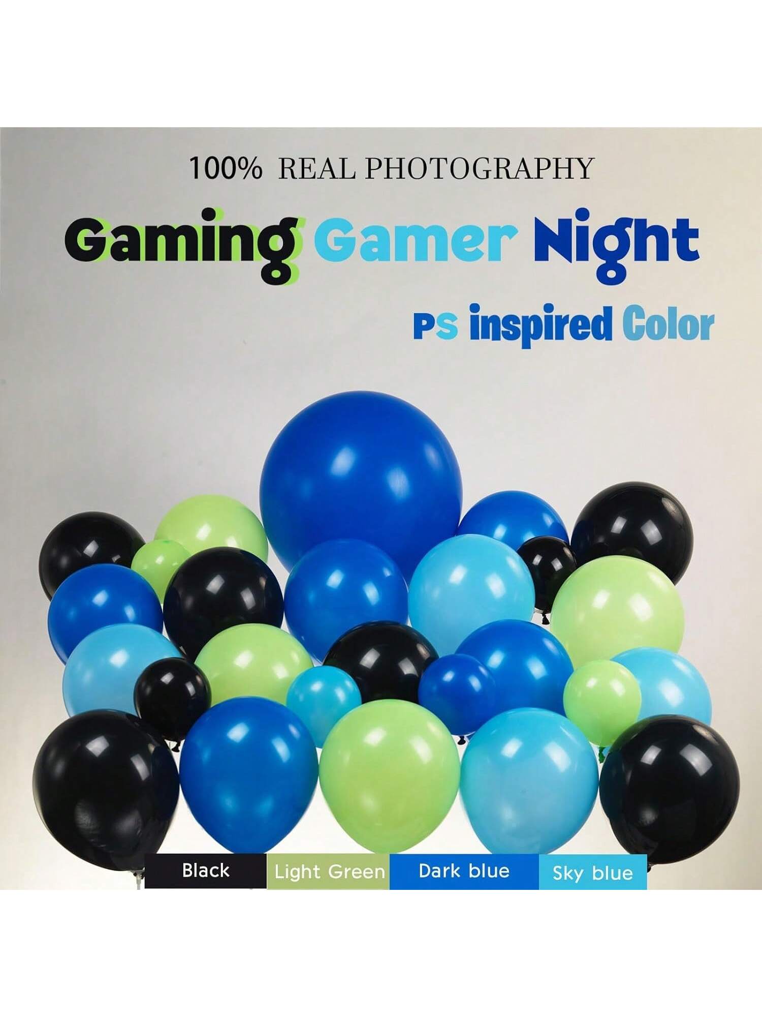 137pcs Gaming Balloon Arch Kit Blue Green Balloons With Stars And Controllers