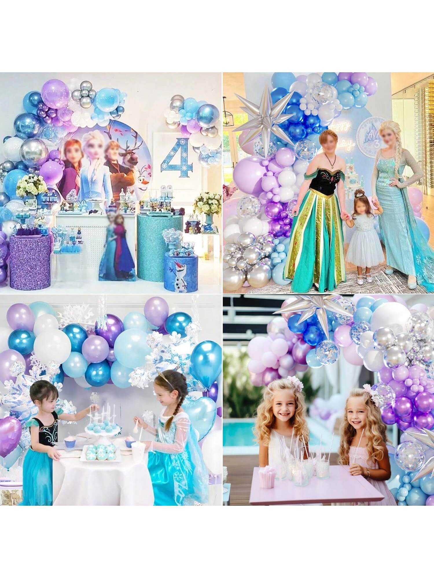 Frozen Balloon Garland Kit Blue Purple White For 3rd Or 4th Birthday