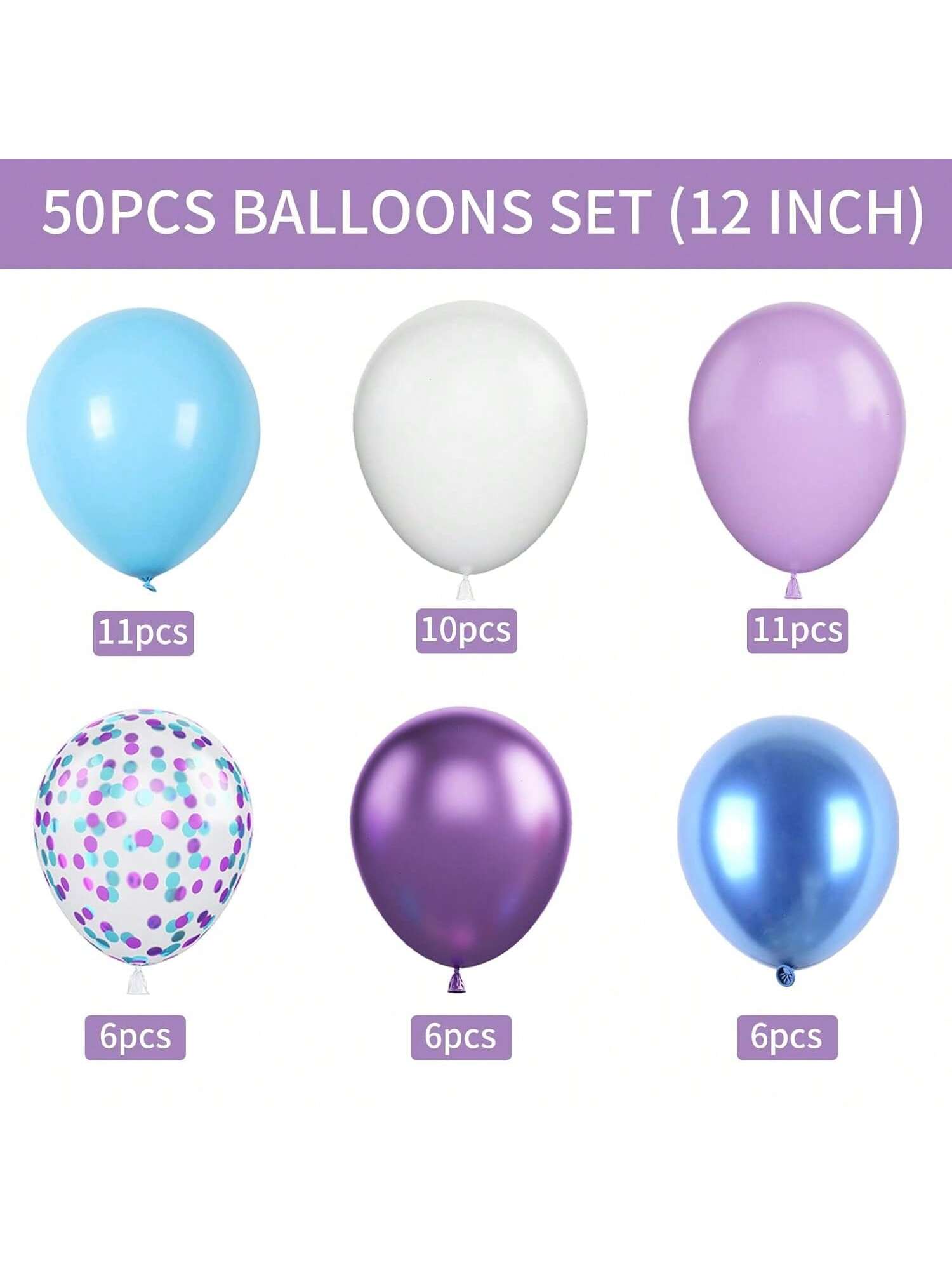 Mermaid Balloon Set 50pcs Blue And Purple Confetti For Party Or Shower