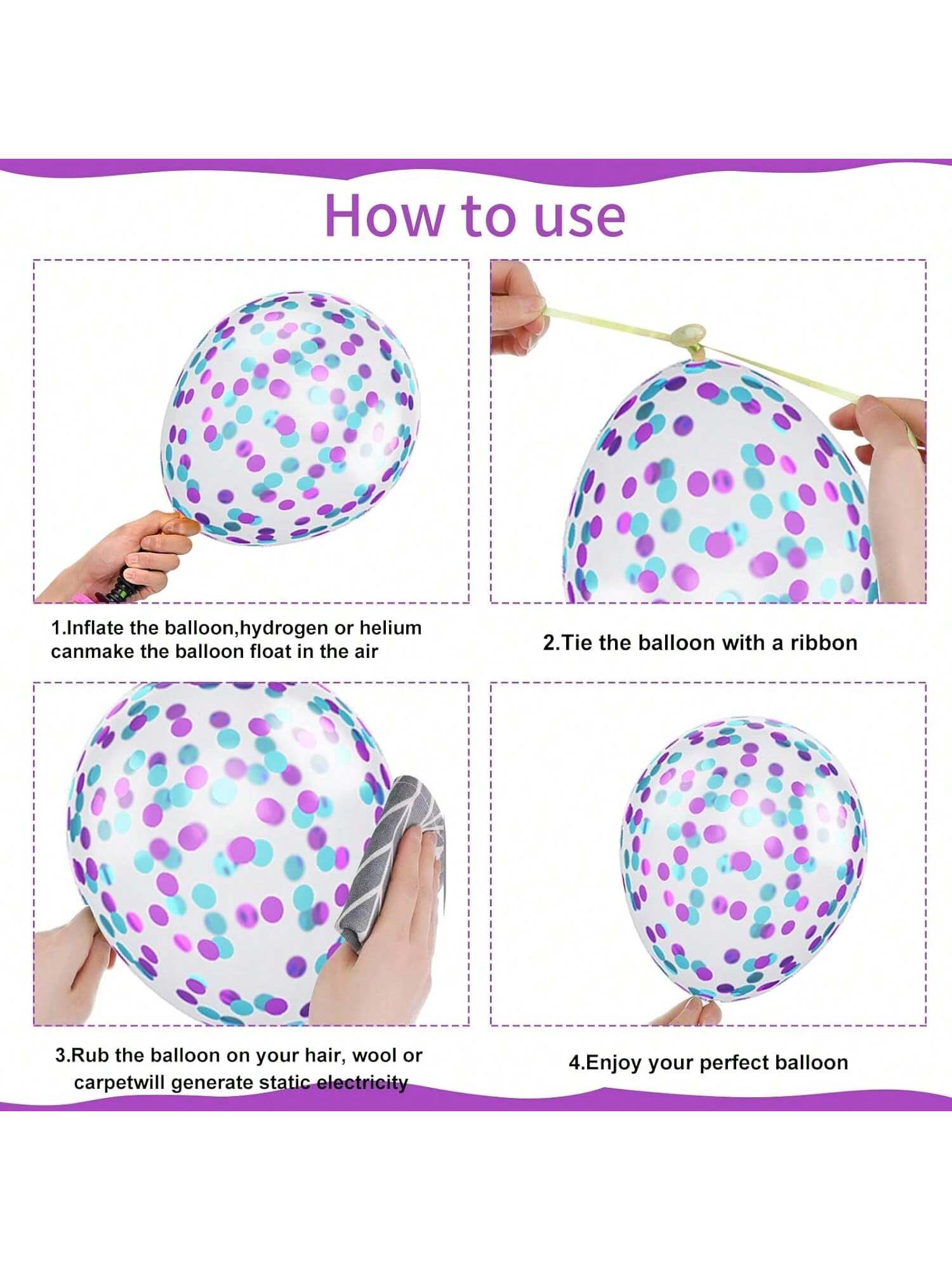 Mermaid Balloon Set 50pcs Blue And Purple Confetti For Party Or Shower