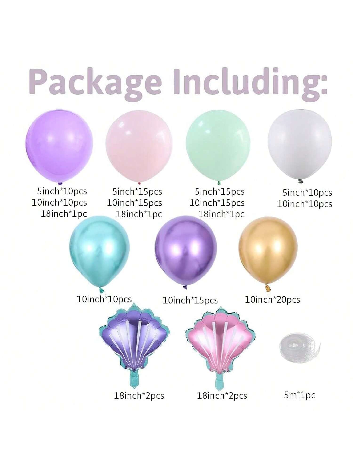 Mermaid Tail Arch Kit 150pcs Under The Sea Balloons For Birthday Or Shower