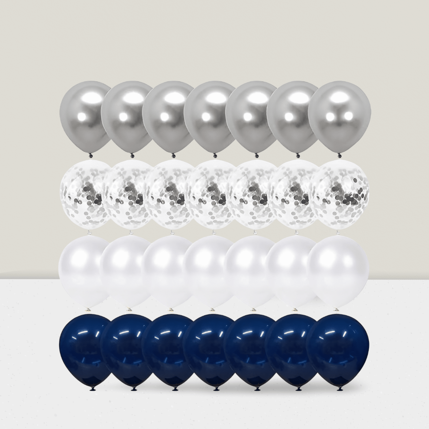 Navy Silver Balloon Set 50pcs Chrome And Pearl For Graduation Party Decor