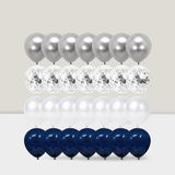 Navy Silver Balloon Set 50pcs Chrome And Pearl For Graduation Party Decor
