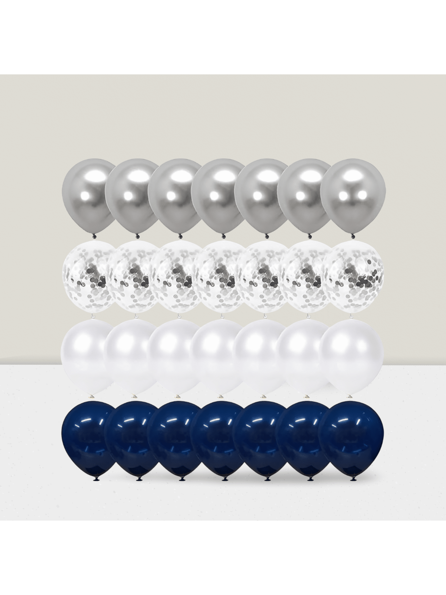 Navy Silver Balloon Set 50pcs Chrome And Pearl For Graduation Party Decor