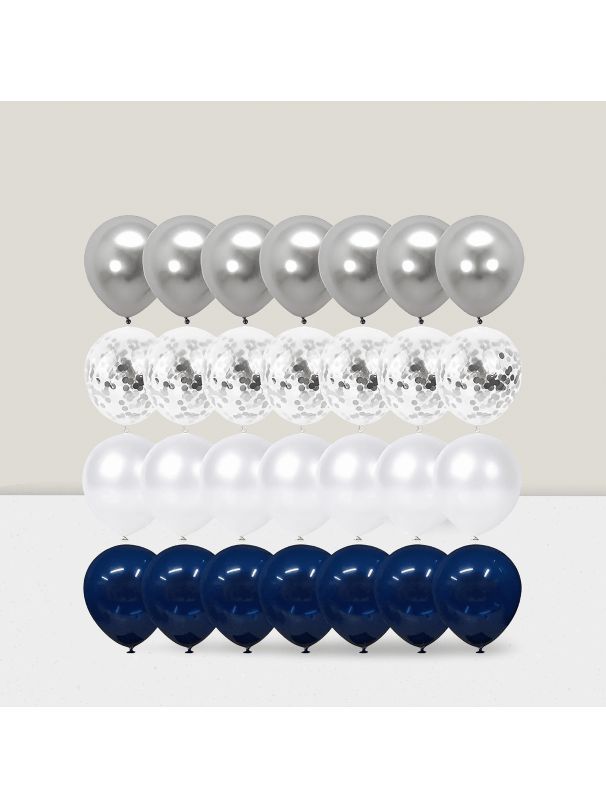 Navy Silver Balloon Set 50pcs Chrome And Pearl For Graduation Party Decor
