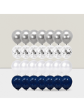 Navy Silver Balloon Set 50pcs Chrome And Pearl For Graduation Party Decor
