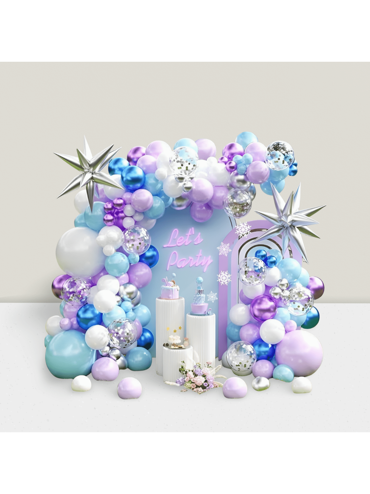 Frozen Balloon Garland Kit Blue Purple White For 3rd Or 4th Birthday