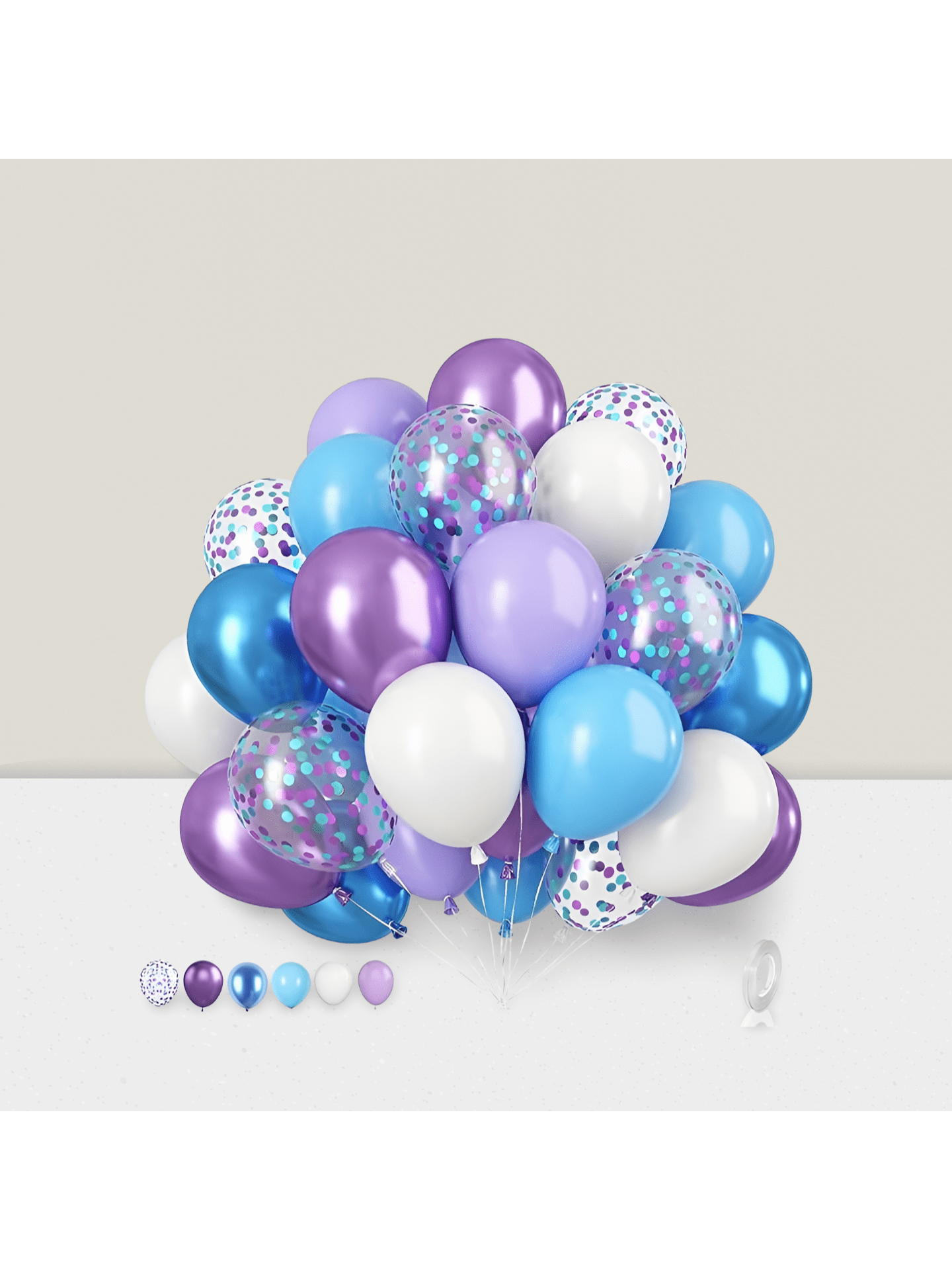 Mermaid Balloon Set 50pcs Blue And Purple Confetti For Party Or Shower