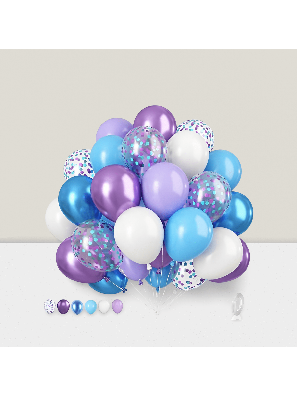 Mermaid Balloon Set 50pcs Blue And Purple Confetti For Party Or Shower