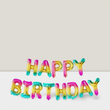 Rainbow Foil Banner 16 Inch Happy Birthday Letters For Neon Theme Party