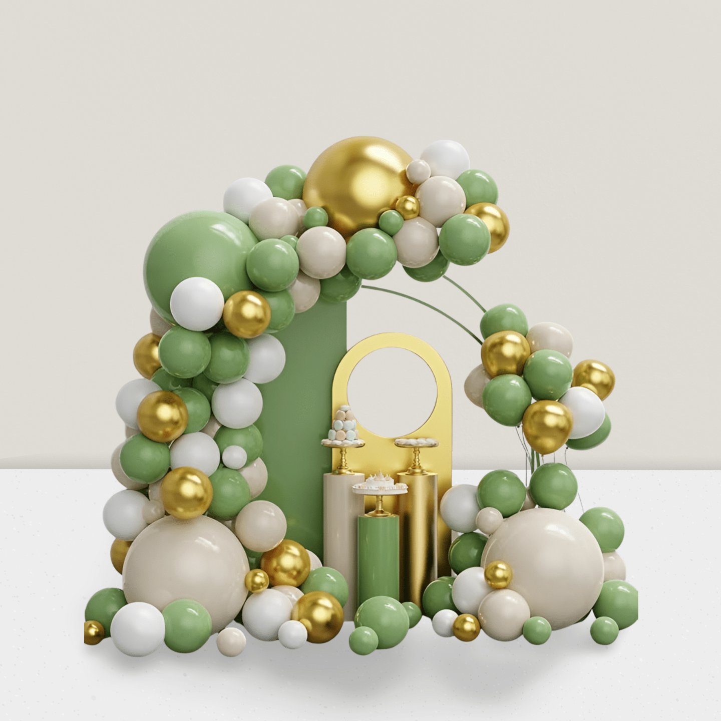 Green Gold Foil Heart Balloons 12pcs For Wedding Or Decor -