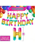 Rainbow Foil Banner 16 Inch Happy Birthday Letters For Neon Theme Party