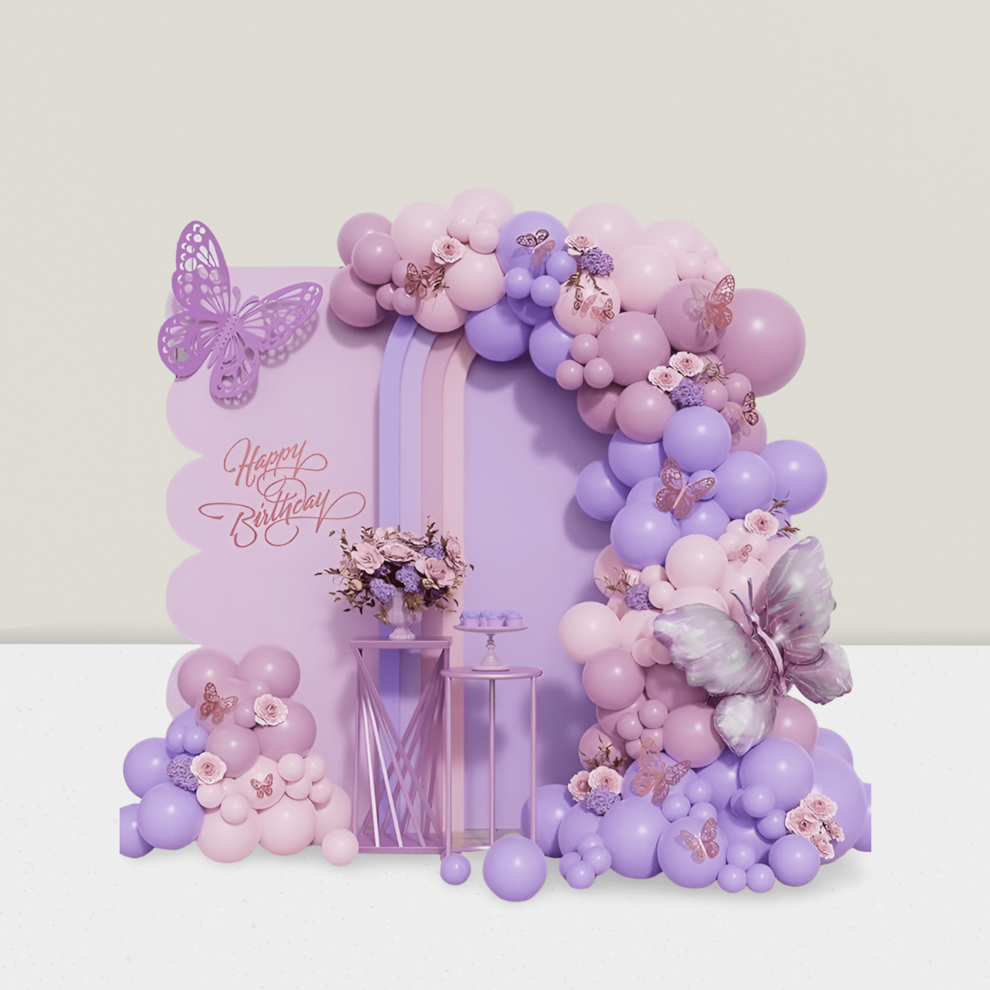 149pcs Butterfly Balloon Arch Kit Pink Purple Balloons For Party Decor -