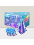 3-Pc Snowflake Iridescent Tablecloths 54x108 for Winter and Holiday Parties