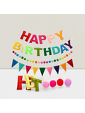 Happy Birthday Banner with Balloon Garland and Pennant Flags for Party Decor