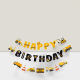Construction Birthday Banner Dump Truck Garland for Vehicle Theme Parties