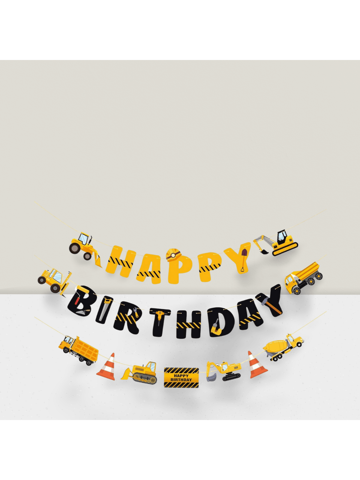 Construction Birthday Banner Dump Truck Garland for Vehicle Theme Parties